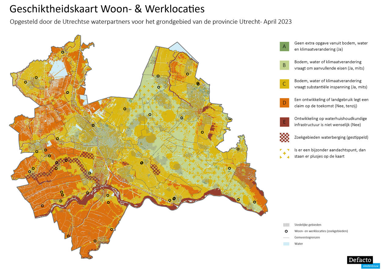 Geschiktheidskaart met woon- en werklocaties in de provincie Utrecht, april 2023