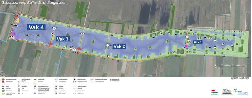 Kaart van de nog aan te leggen buffer ten zuiden van het Bargerveen natuurgebied.