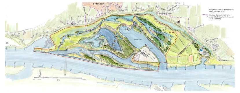 Illustratie van plan gebiedsontwikkeling in Hiensewaard